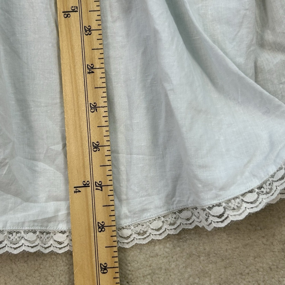 Vintage Saybury Pintuck Cotton Nightgown M Blue Cottagecore Lace Embroidered - Picture 9 of 10